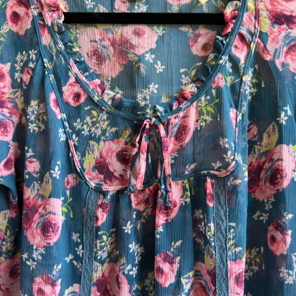 Decree Floral Blouse with Blue and Pink Huesos vintage - Picture 4 of 8